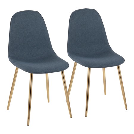 LUMISOURCE Pebble Chair in Gold Steel and Blue Velvet, PK 2 CH-PEBBLE AUVBU2